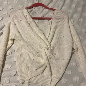 NWT white pearl sweater size small